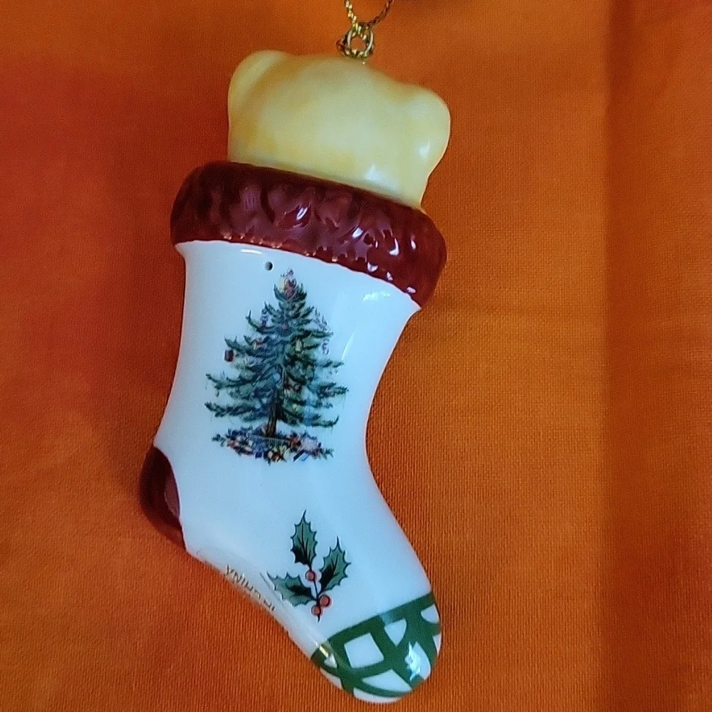Spode Christmas Ornament Bear in Stocking
